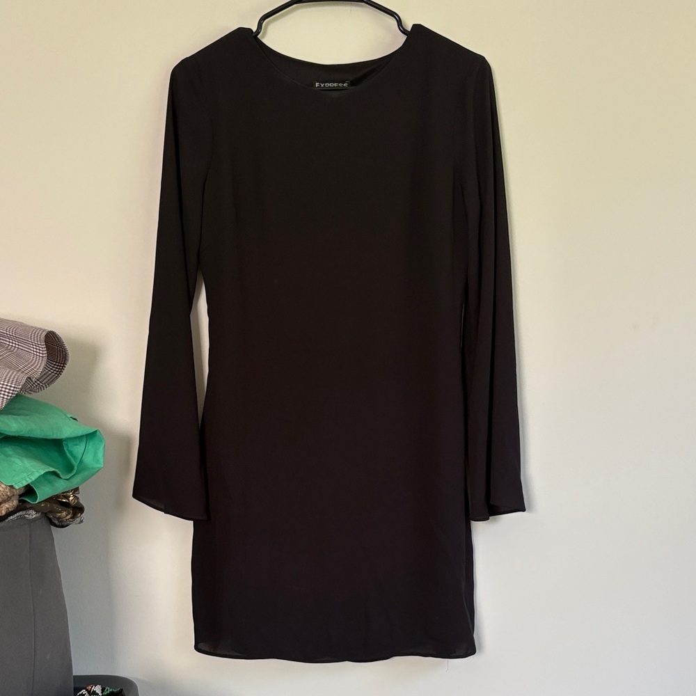 Express Classic Black Long Sleeve Dress HAS MAKEUP STAIN ON COLLAR